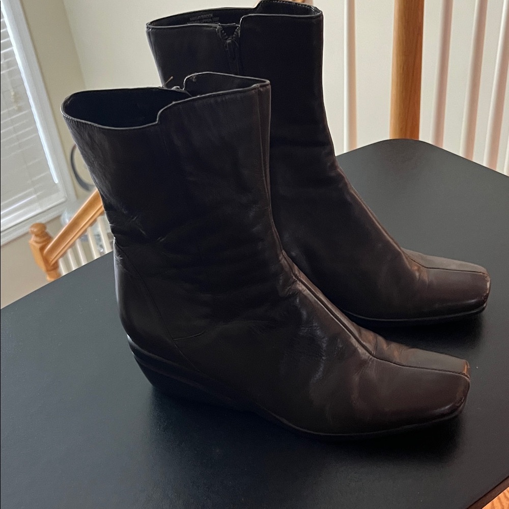 Women’s Leather Mid-Calf Ankle Boots - Brown